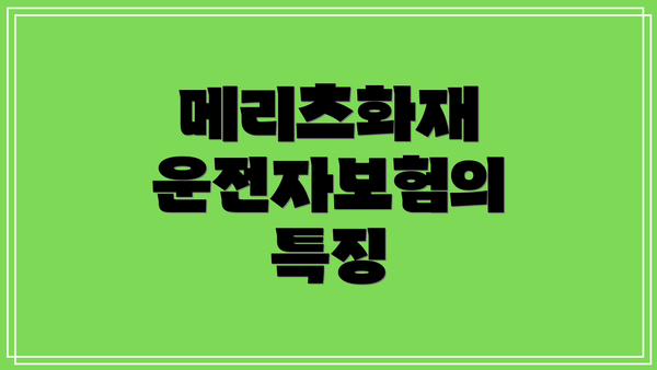 메리츠화재 운전자보험의 특징