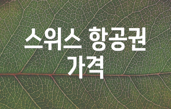 스위스 항공권 가격