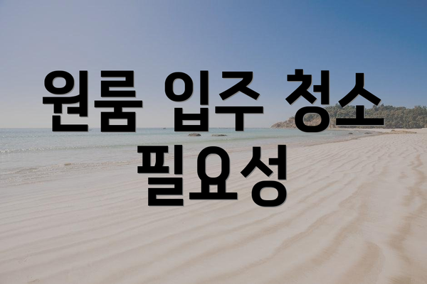 원룸 입주 청소 필요성