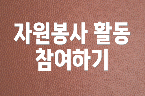 자원봉사 활동 참여하기