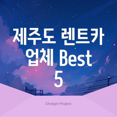 제주도 렌트카 업체 Best 5