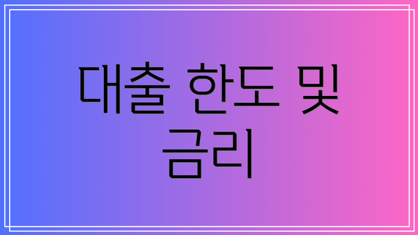 대출 한도 및 금리