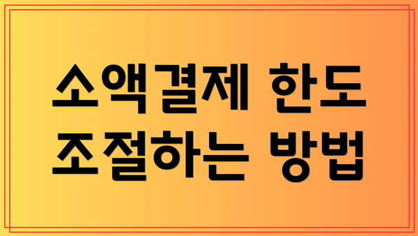 소액결제 한도 조절하는 방법