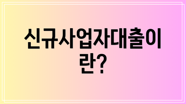 신규사업자대출이란?