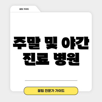 주말 및 야간 진료 병원