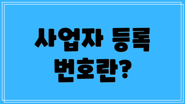 사업자 등록 번호란?