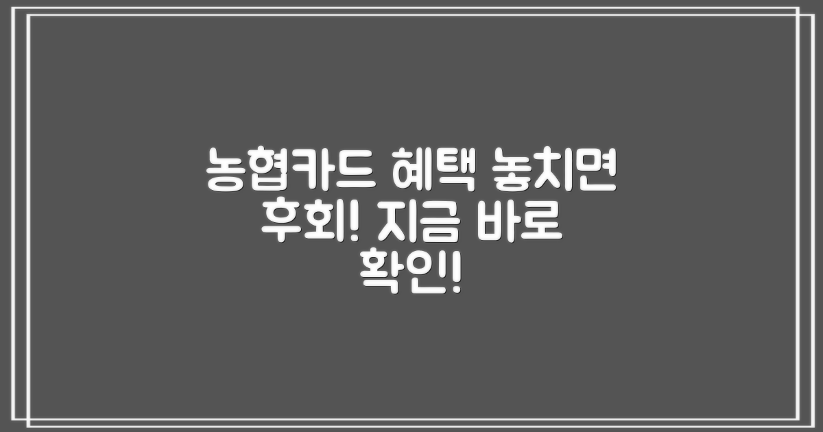 농협카드 혜택, 놓치면 후회해요!